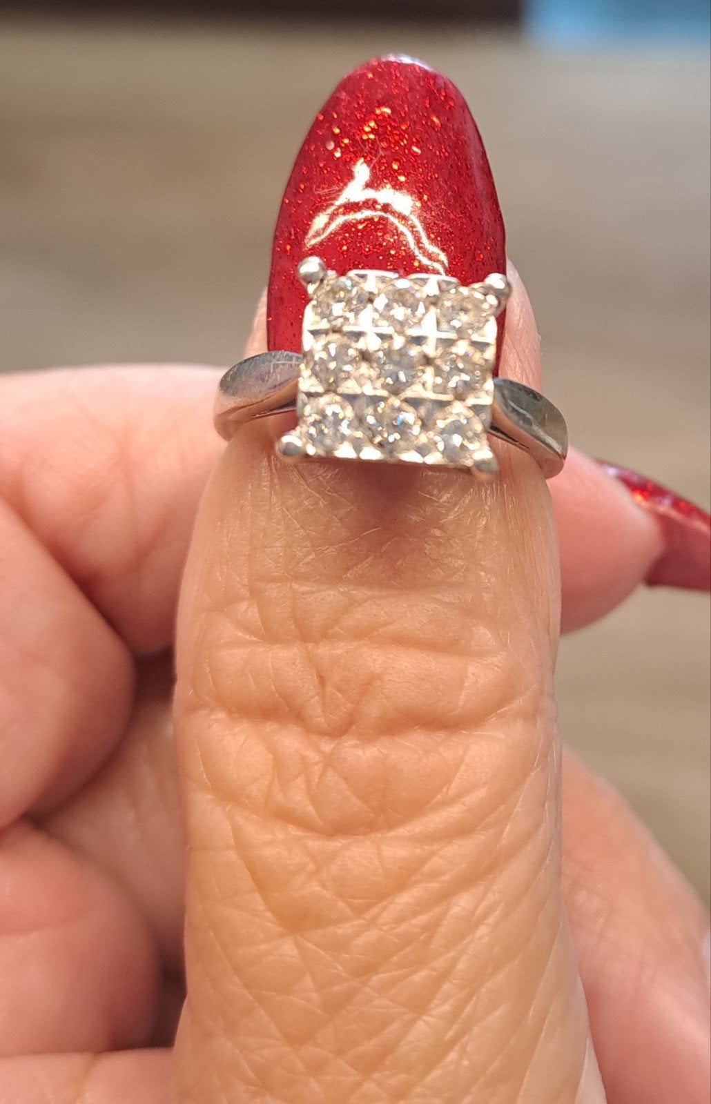 witgouden ring met diamanten., Ophalen, Gebruikt, Wit, Kleiner dan 17