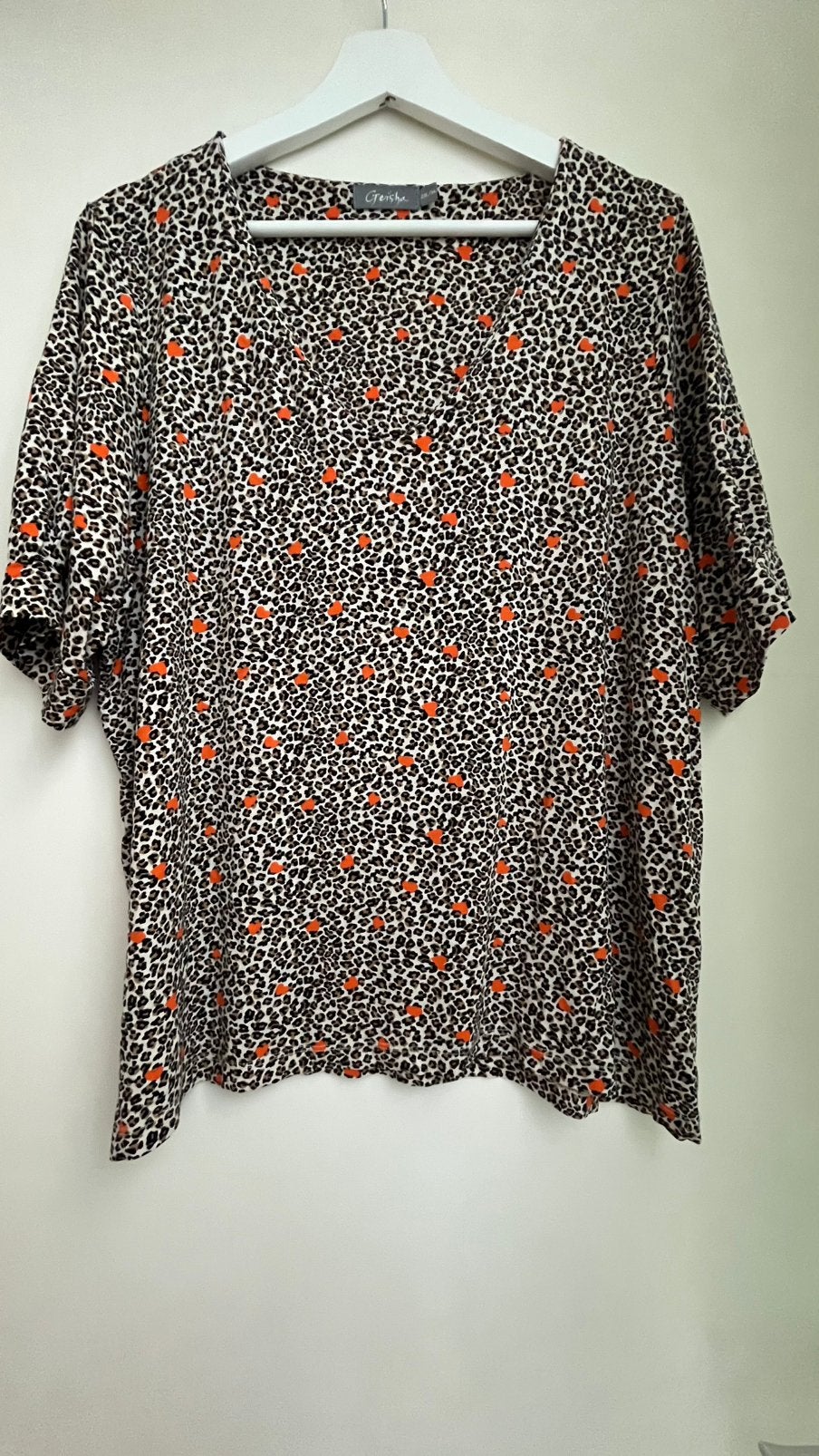 Mooi damesshirt Geisha xxl, Ophalen of Verzenden, Zo goed als nieuw, Maat 46/48 (XL) of groter, Korte mouw