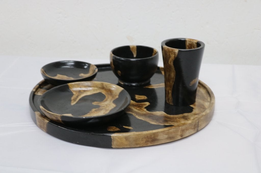 Teak Dienblad / Beker / Schalen, Huis en Inrichting, Ophalen, Nieuw, Rond, Hout