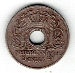 26-1462 Ned. Indie 5 cent 1921, Verzenden, Zuidoost-Azië, Losse munt