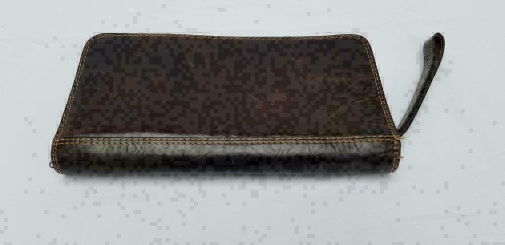 FOSSIL  clutch polstasje organizer bruin leder (nr F210), Ophalen of Verzenden, -, -, -