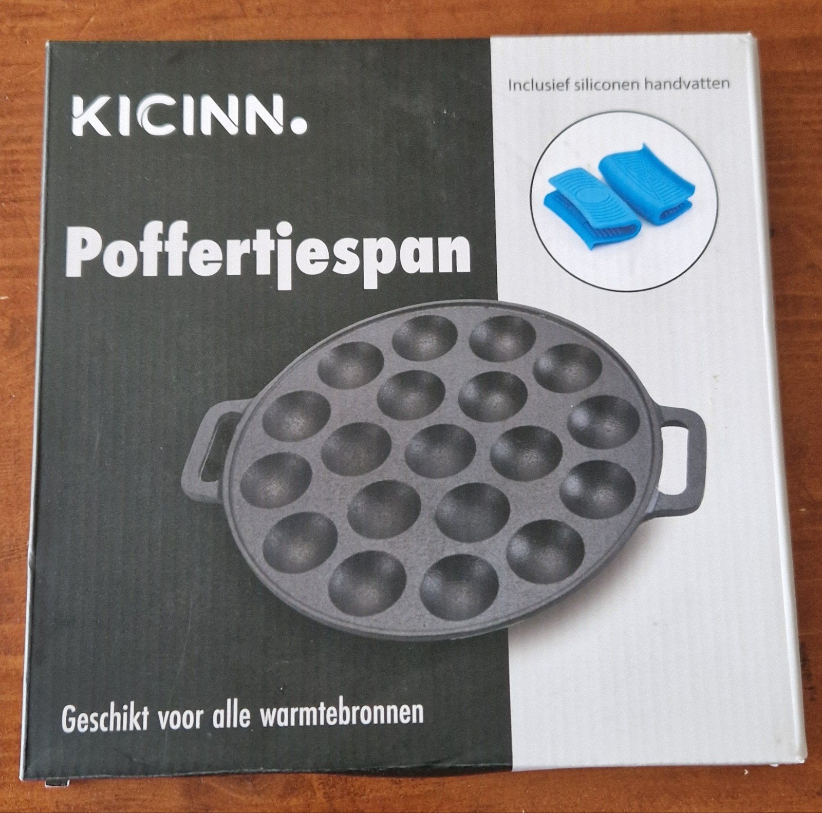 Gietijzeren Poffertjespan met Siliconen Handvatten, Ophalen, Zo goed als nieuw