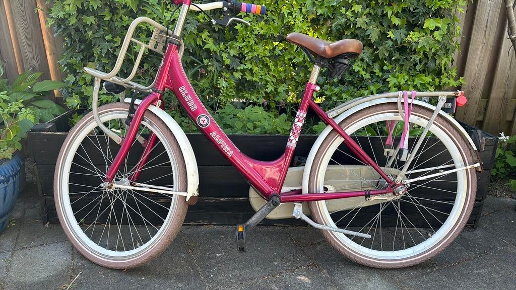 Meisjes fiets Alpina roze wit, Ophalen, Terugtraprem, Versnellingen, Gebruikt