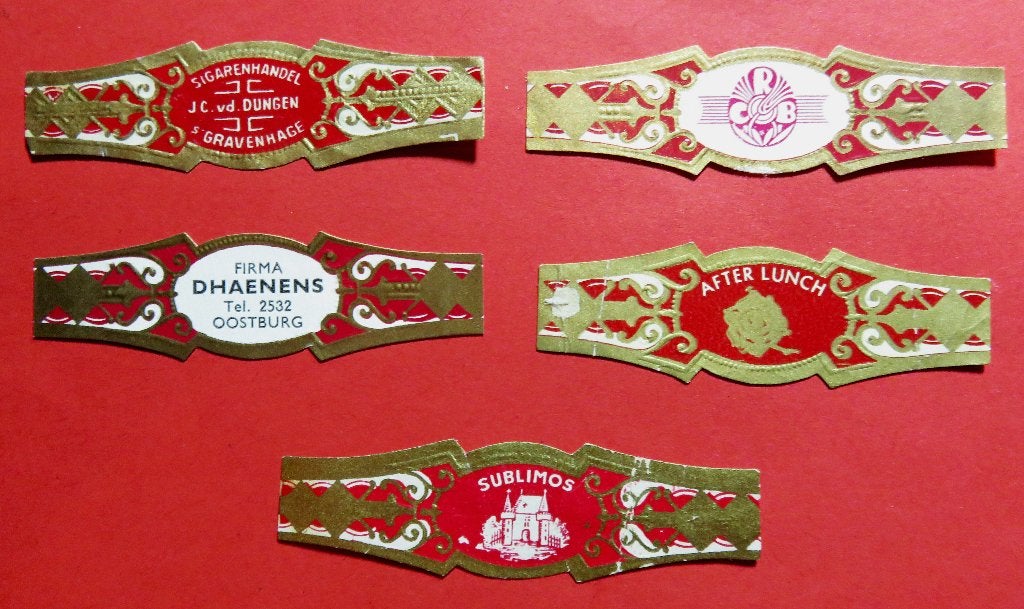 Sigarenbandjes reclamebandjes 5x, Verzenden, Gebruikt, Sigarenbandjes