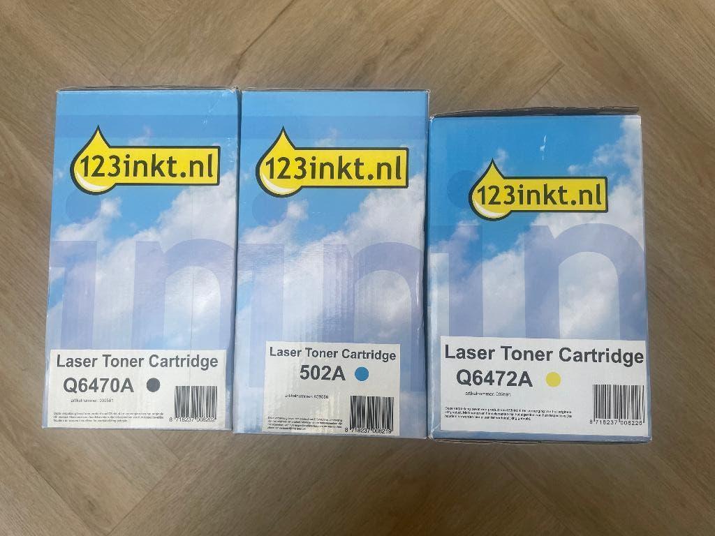 3 nieuwe toners HP 3600 Q6470A-Q6471A-Q6472A (HP 501A-502A), Computers en Software, Ophalen of Verzenden, Nieuw, Toner, 123inkt (huismerk voor HP)