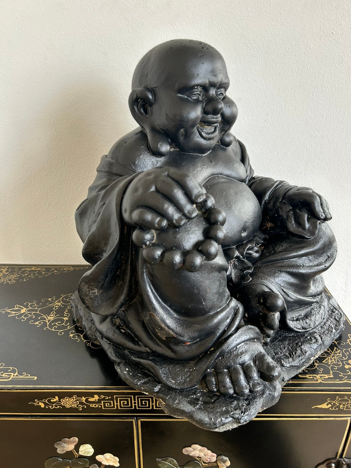 Lachende Boeddha tuinbeeld (glasvezel), Ophalen of Verzenden, Zo goed als nieuw
