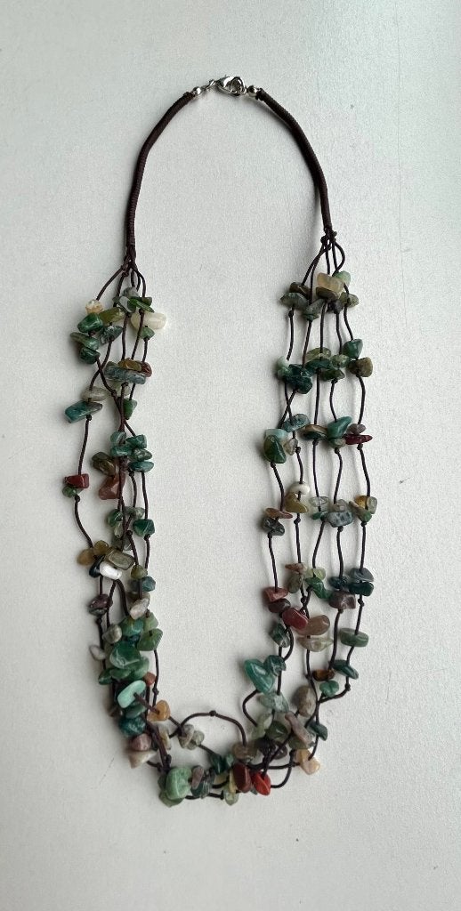 Ketting Mos Agaat & Indiase Agaat, Ophalen of Verzenden, Nieuw, Groen, Steen of Mineraal
