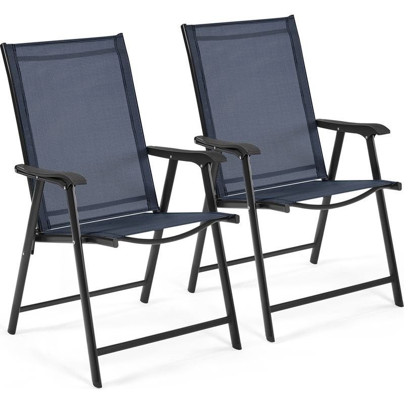 Set van 2 inklapbare tuinstoelen - Blauw, Ophalen of Verzenden, Nieuw, Metaal, Inklapbaar