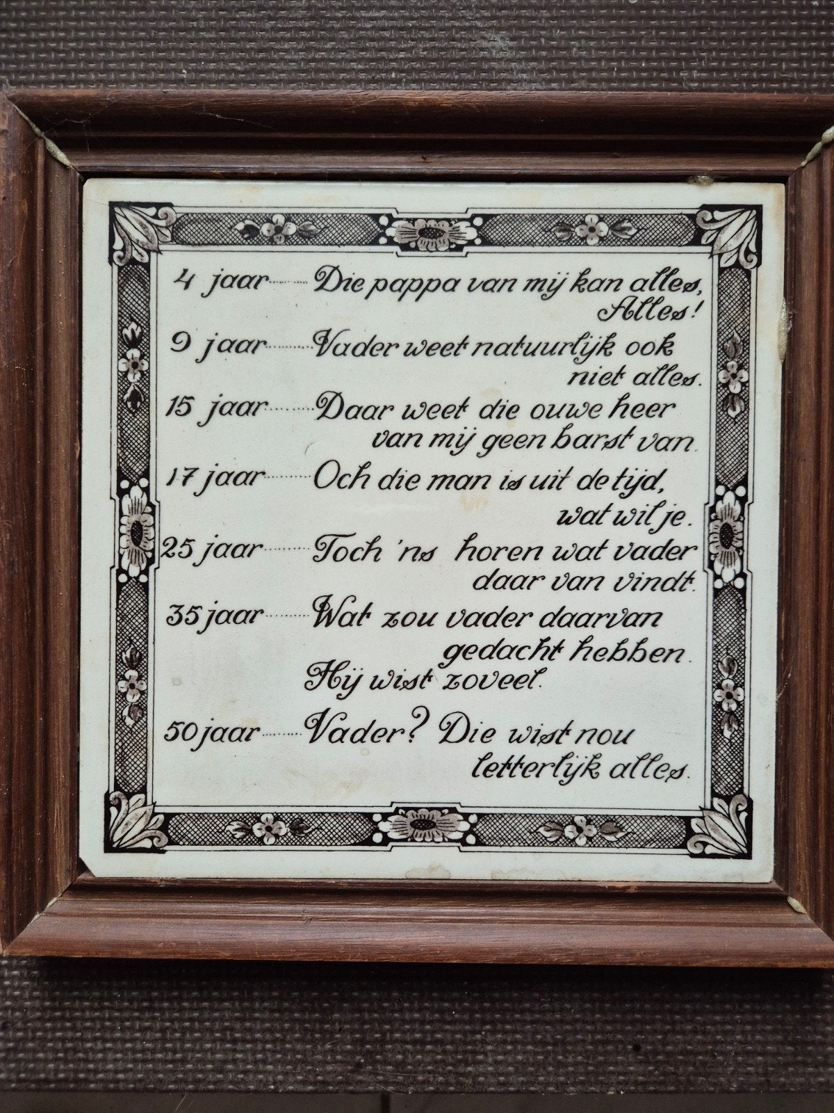 Set van 4 vintage tegeltjes met spreuken en bloemmotief, Ophalen of Verzenden