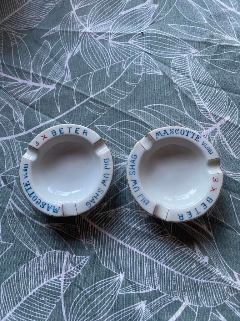 2x Mascotte vloei Shag tabak reclame asbak vintage, Ophalen of Verzenden, Zo goed als nieuw, Asbak