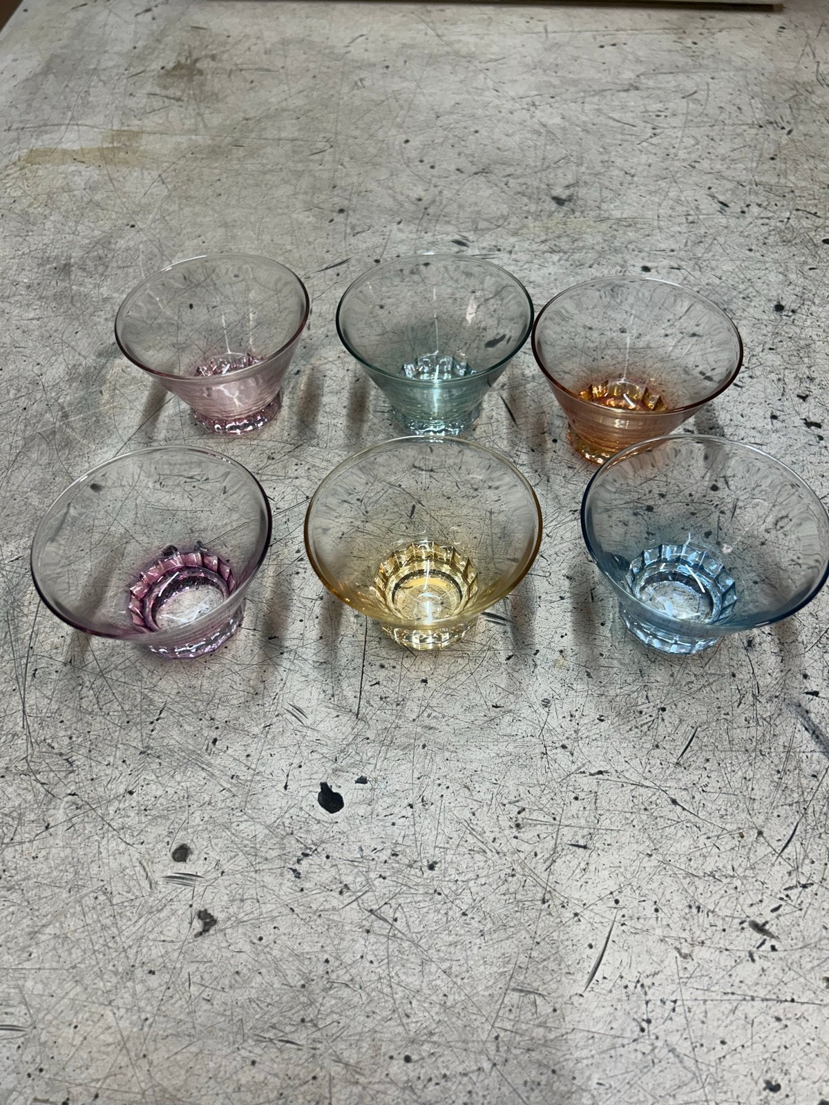 Set van 6 gekleurde glazen schaaltjes/kommetjes, Ophalen of Verzenden