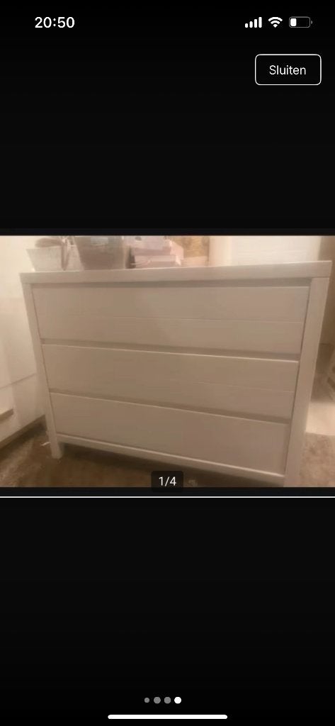 Mooie witte Commode met ledikant, Kinderen en Baby's, Kinderkamer | Commodes en Kasten, Ophalen, 50 tot 70 cm, 100 cm of meer