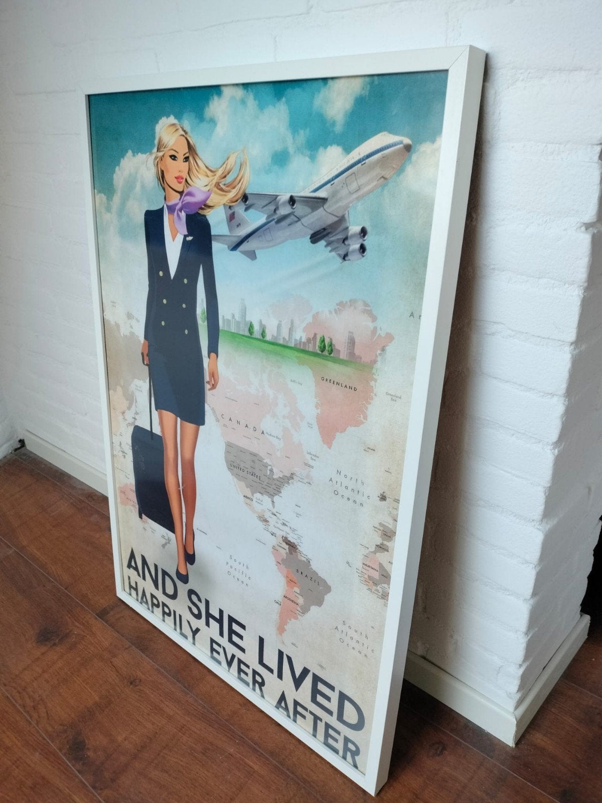 IKEA Ribba fotolijst 61x91 wit met stewardess poster, Ophalen, Zo goed als nieuw, Fotolijst, Wit
