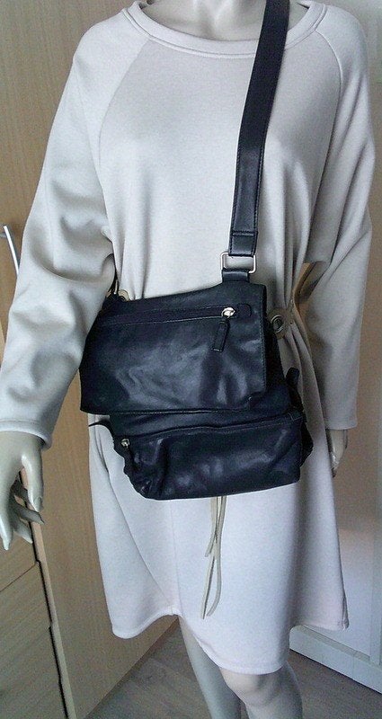 Claudia strater zwart leren crossbody schoudertas, Verzenden, Gebruikt, Zwart, Schoudertasje