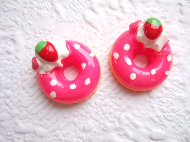 LAATSTE ~ Feestelijke roze donut flatback ~ 18 mm, -, -, Overige typen, Nieuw