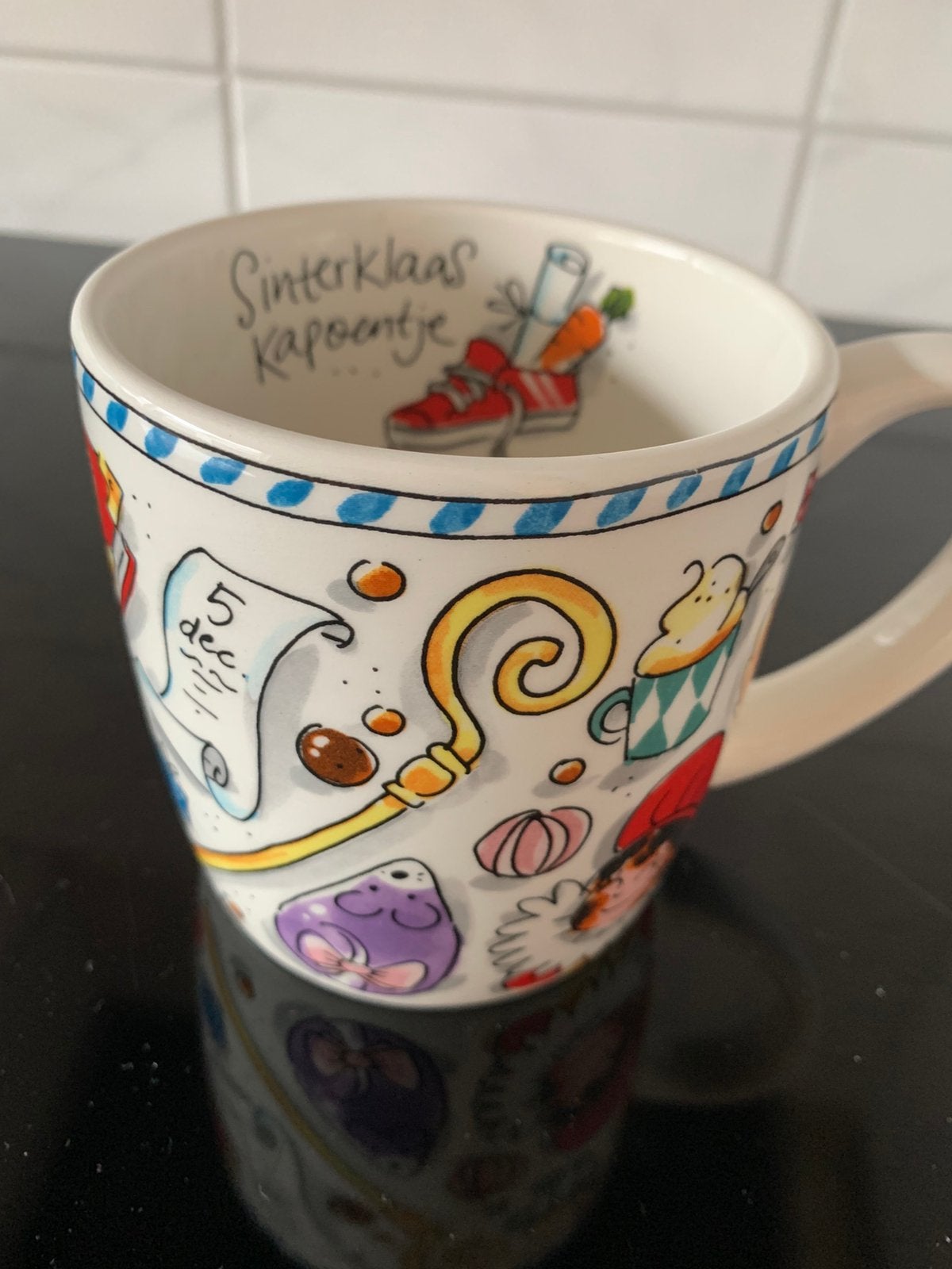Blond sinterklaas  piet mok 1 x, Ophalen of Verzenden, Zo goed als nieuw