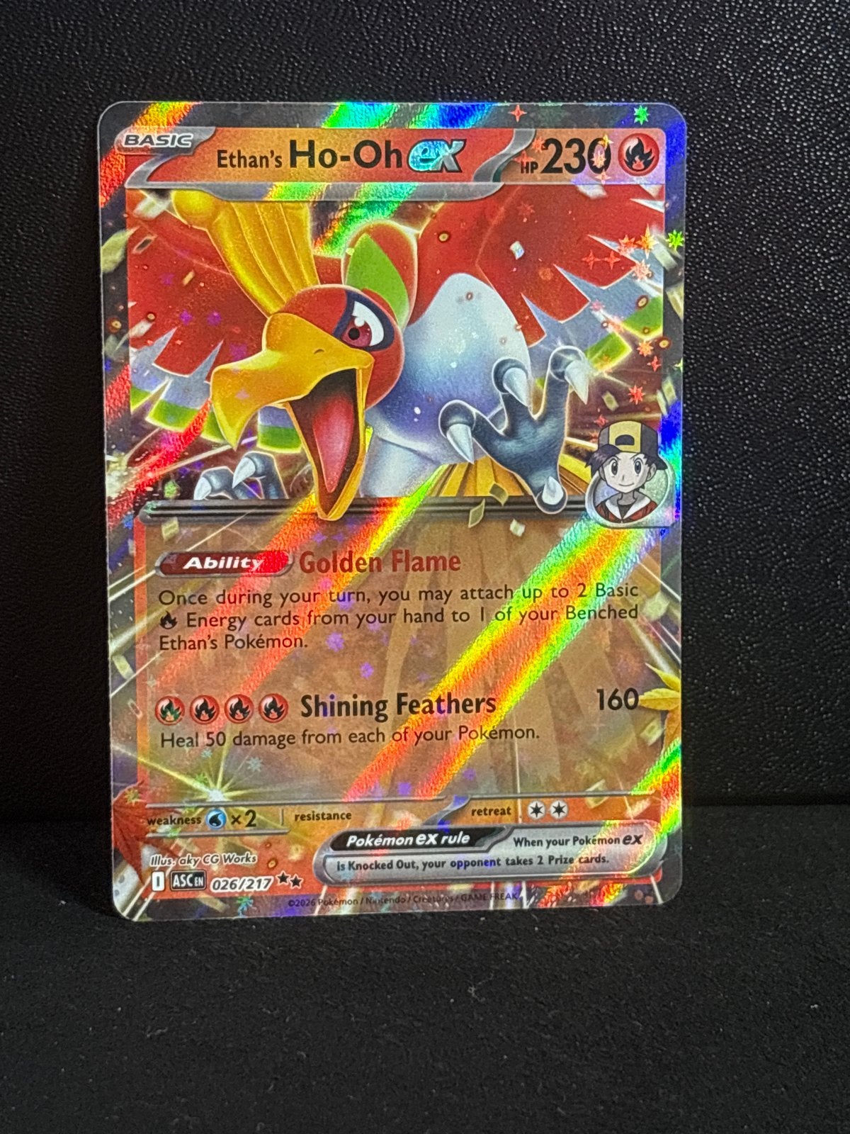ASC 026 - Ethan's Ho-Oh EX, Verzenden, Zo goed als nieuw, Losse kaart, Foil