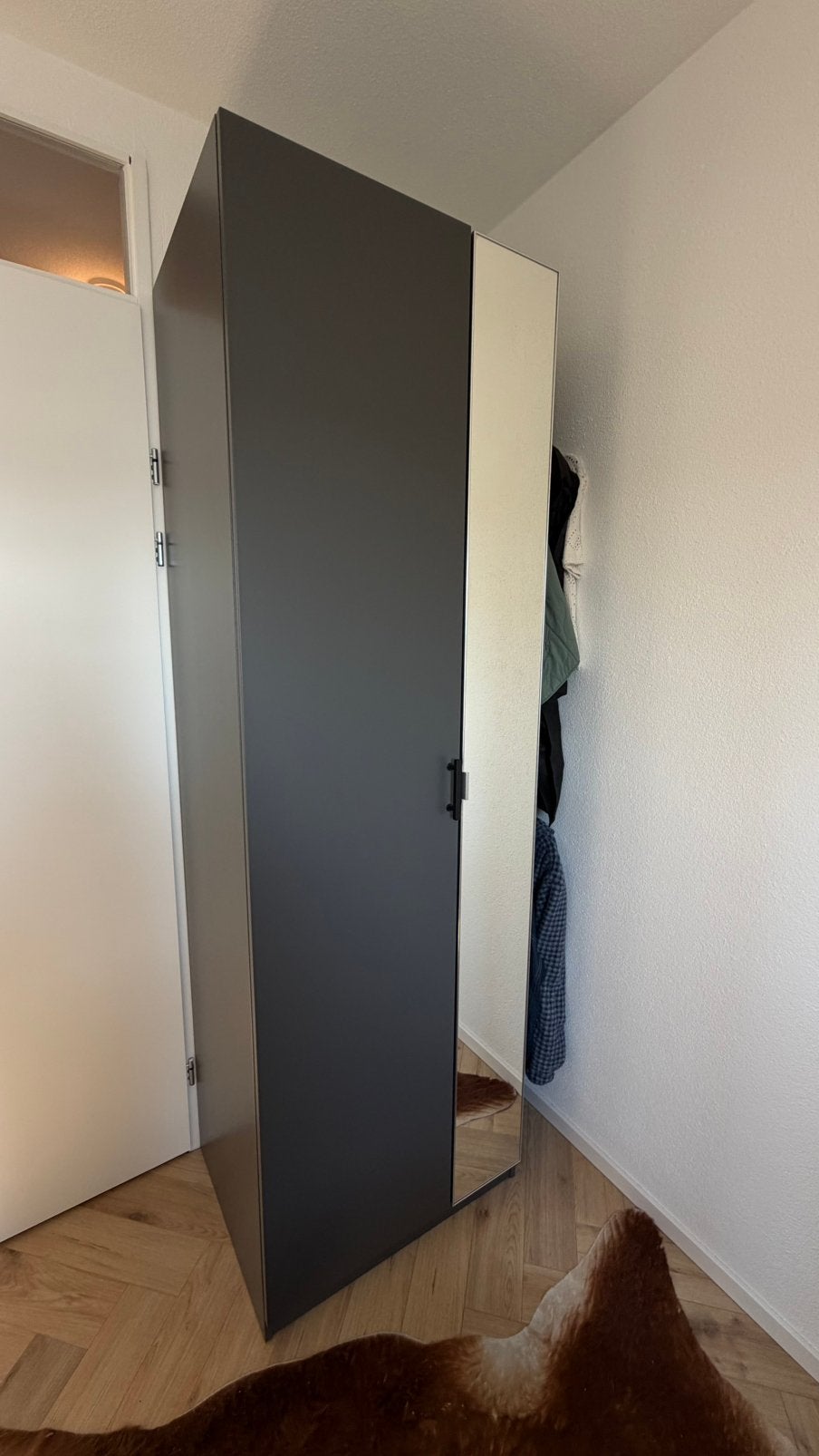 IKEA PAX kast donkergrijs + spiegel | ZGAN, Ophalen, Zo goed als nieuw, 50 tot 75 cm, 200 cm of meer