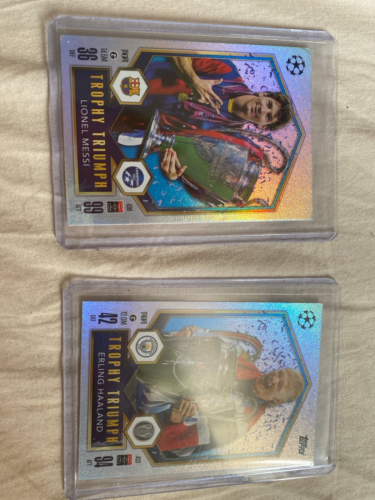 Topps Match Attax Champions League Kaarten Messi & Haaland, Verzenden, Zo goed als nieuw, Buitenlandse clubs, Spelerskaart