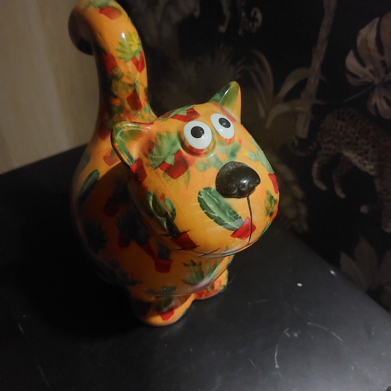 Leuke spaarpot kat met cactusprint, Gebruikt, Overige stijlen, Ophalen of Verzenden, Oranje