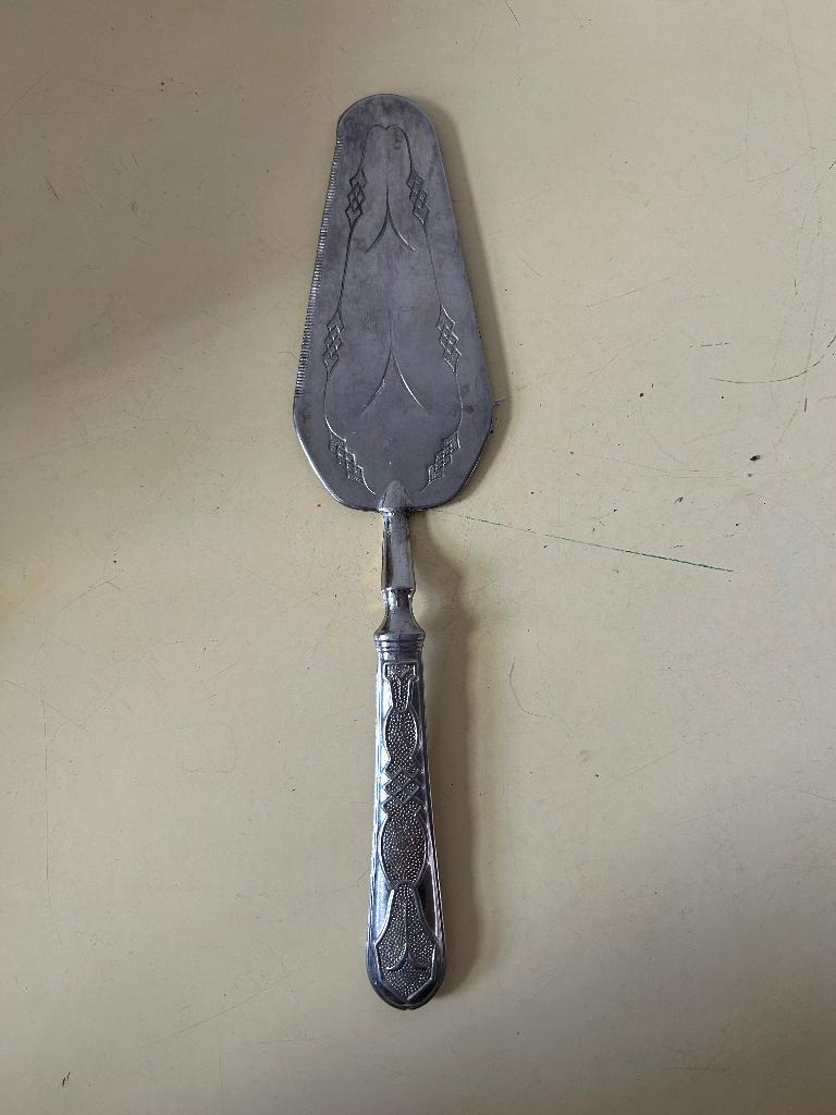 Jugendstil hotelzilveren visschep 27cm, Antiek en Kunst, Antiek | Bestek, Ophalen of Verzenden