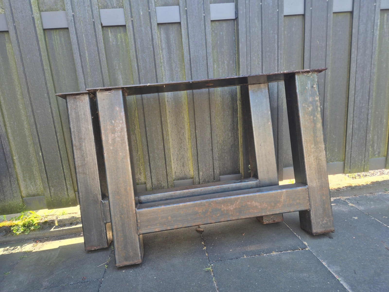 Robuuste metalen stalen tafelpoten - Industrieel design, Ophalen, Tafelpoot, Gebruikt, 100 tot 150 cm