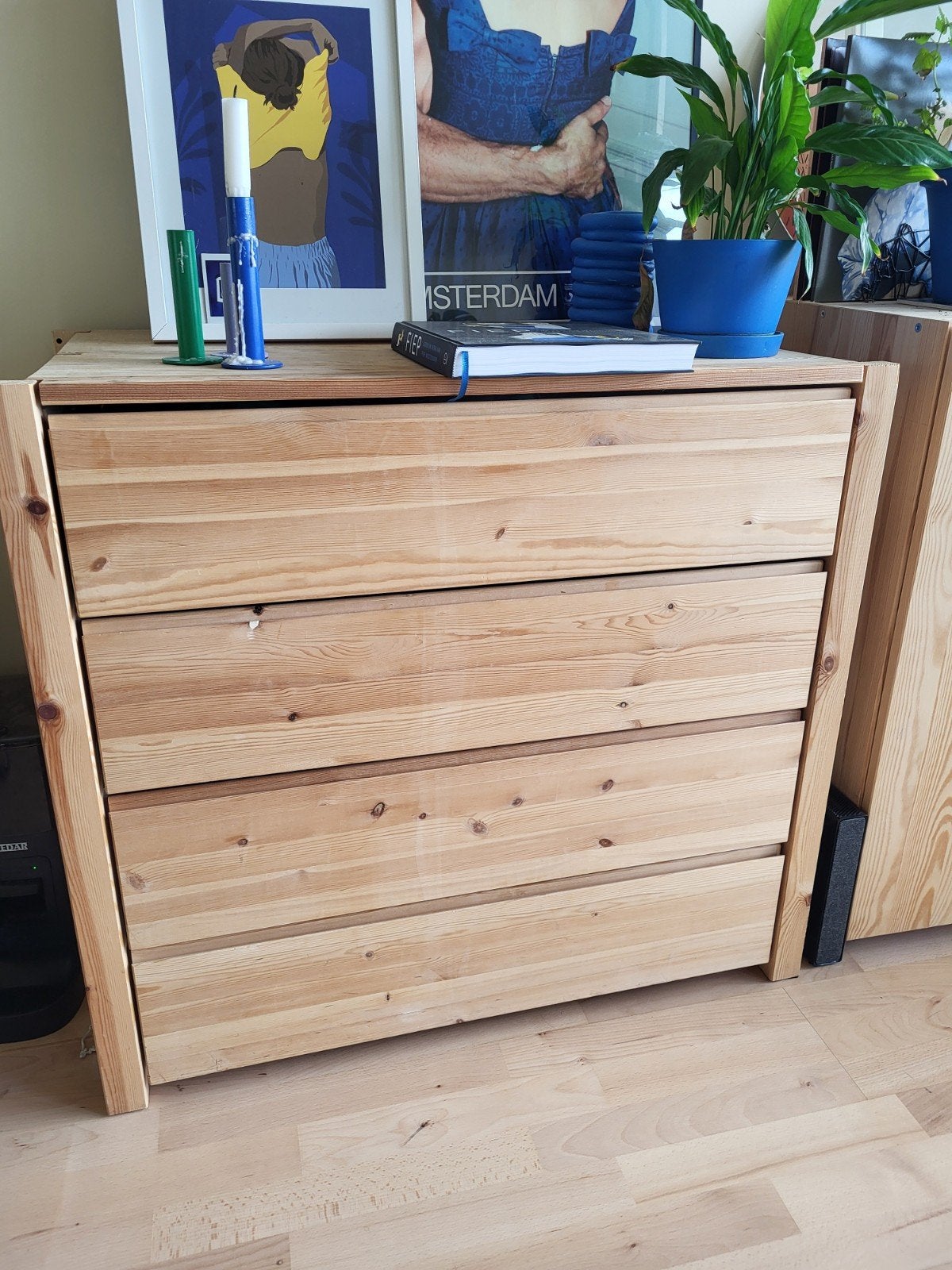 IKEA IVAR ladekast met 4 lades, poten en afdekplank, Huis en Inrichting, Ophalen, Gebruikt, 50 tot 100 cm, 3 of 4 laden