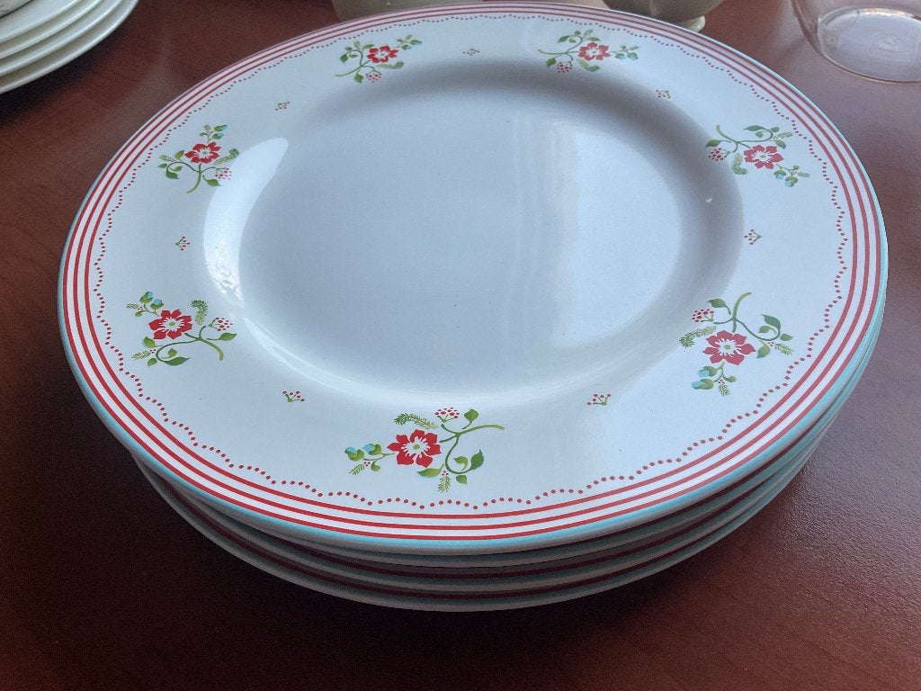 4 dinerborden met bloemetje ( AH/ Albert Heijn?), Ophalen of Verzenden, Zo goed als nieuw, Bord(en), Overige stijlen