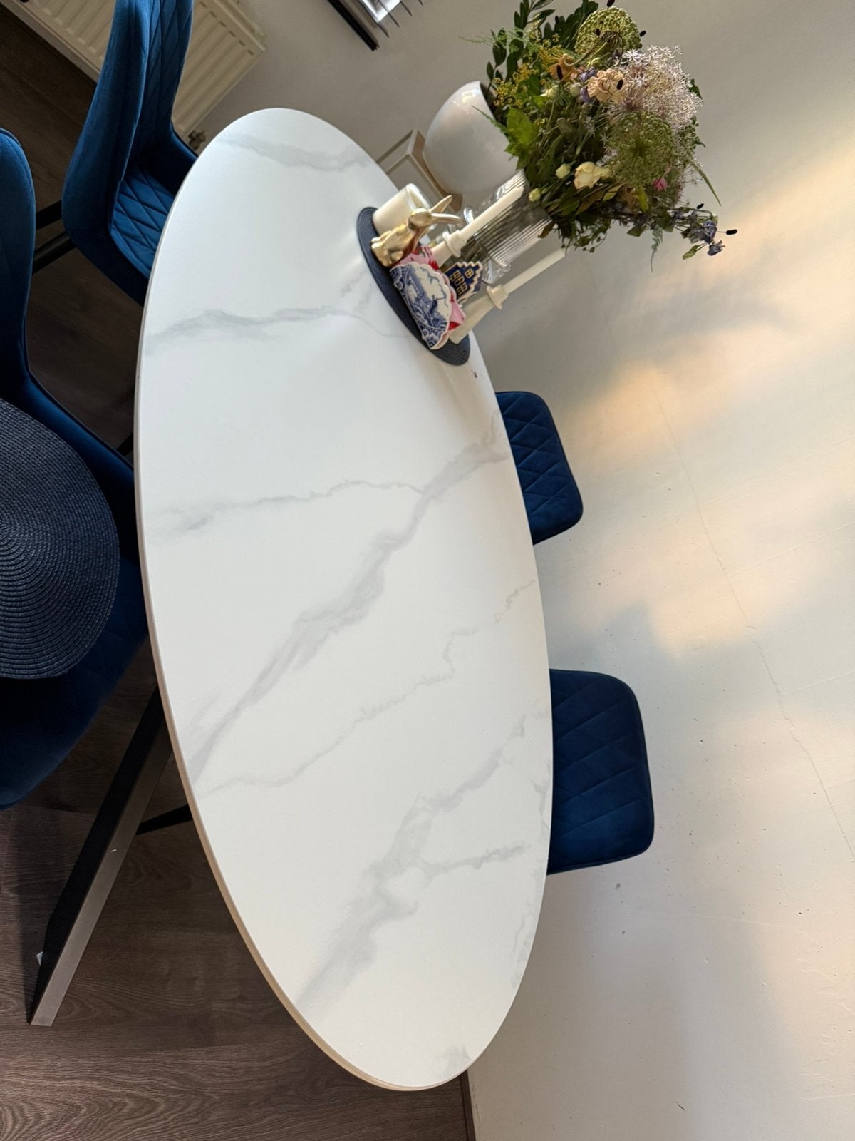Eettafel marble 180cm, Ophalen, 50 tot 100 cm, Zo goed als nieuw, 150 tot 200 cm