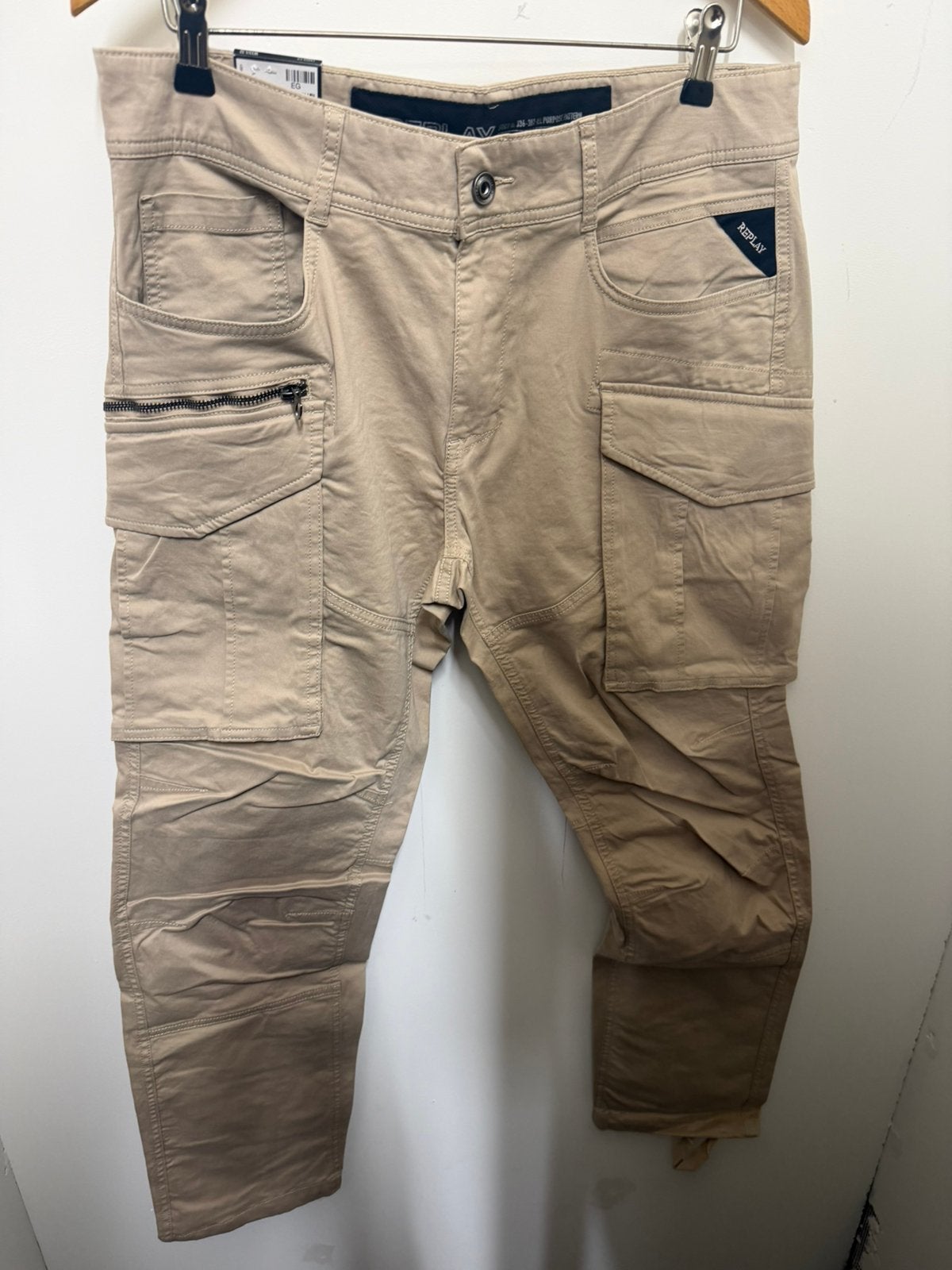 Nieuwe Replay Joe cargo pant 33/32, Verzenden, Nieuw, Maat 48/50 (M), Beige