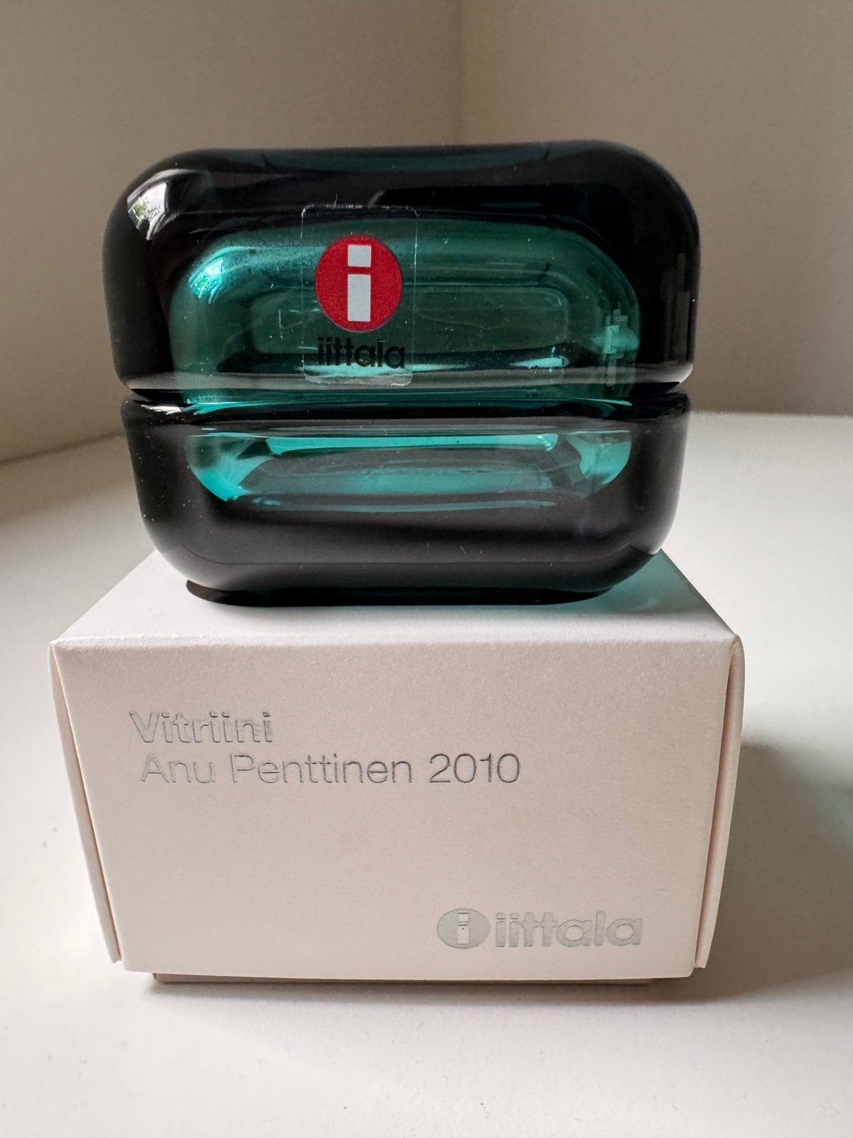 Iittala Vitriini zeeblauw 6x6cm met originele doos, Antiek en Kunst, Ophalen of Verzenden