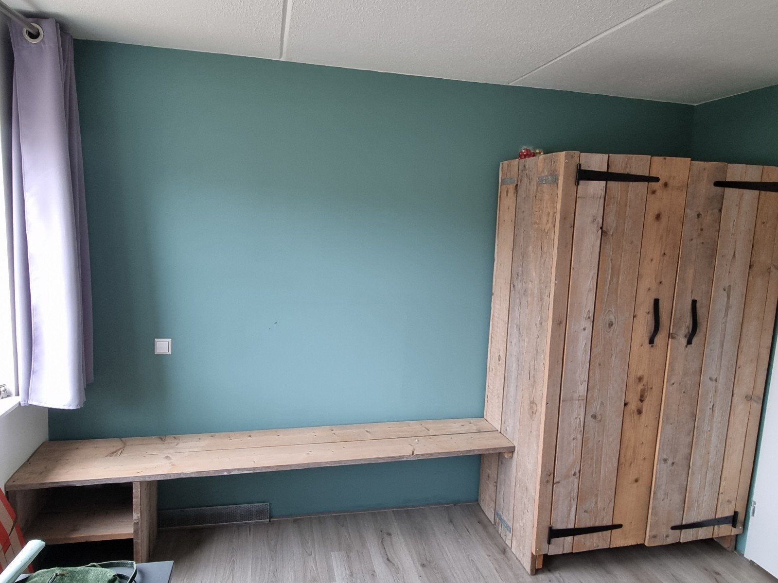Zelfgemaakte steigerhouten kledingkast, Ophalen, Met deur(en), 100 tot 150 cm, 200 cm of meer