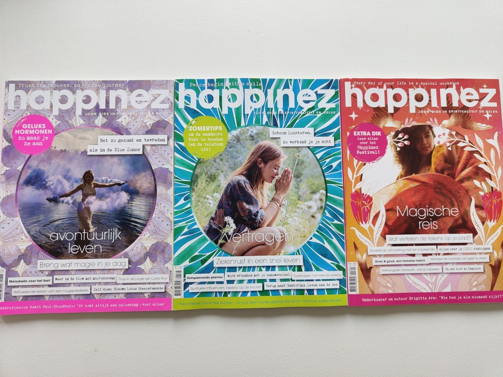Happinez Tijdschriften - 3 Stuks, Boeken, Tijdschriften en Kranten, Ophalen, Zo goed als nieuw, Lichaam en Geest