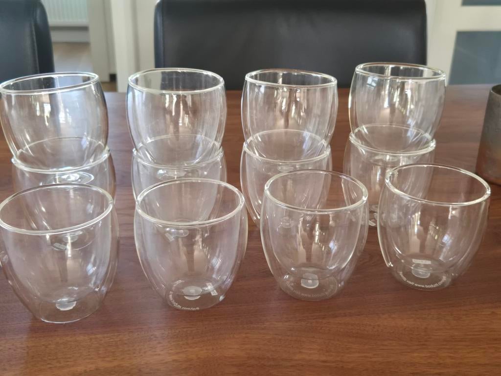 12 stuks Bodum dubbelwandige glazen 250ml, Ophalen, Zo goed als nieuw, Overige typen