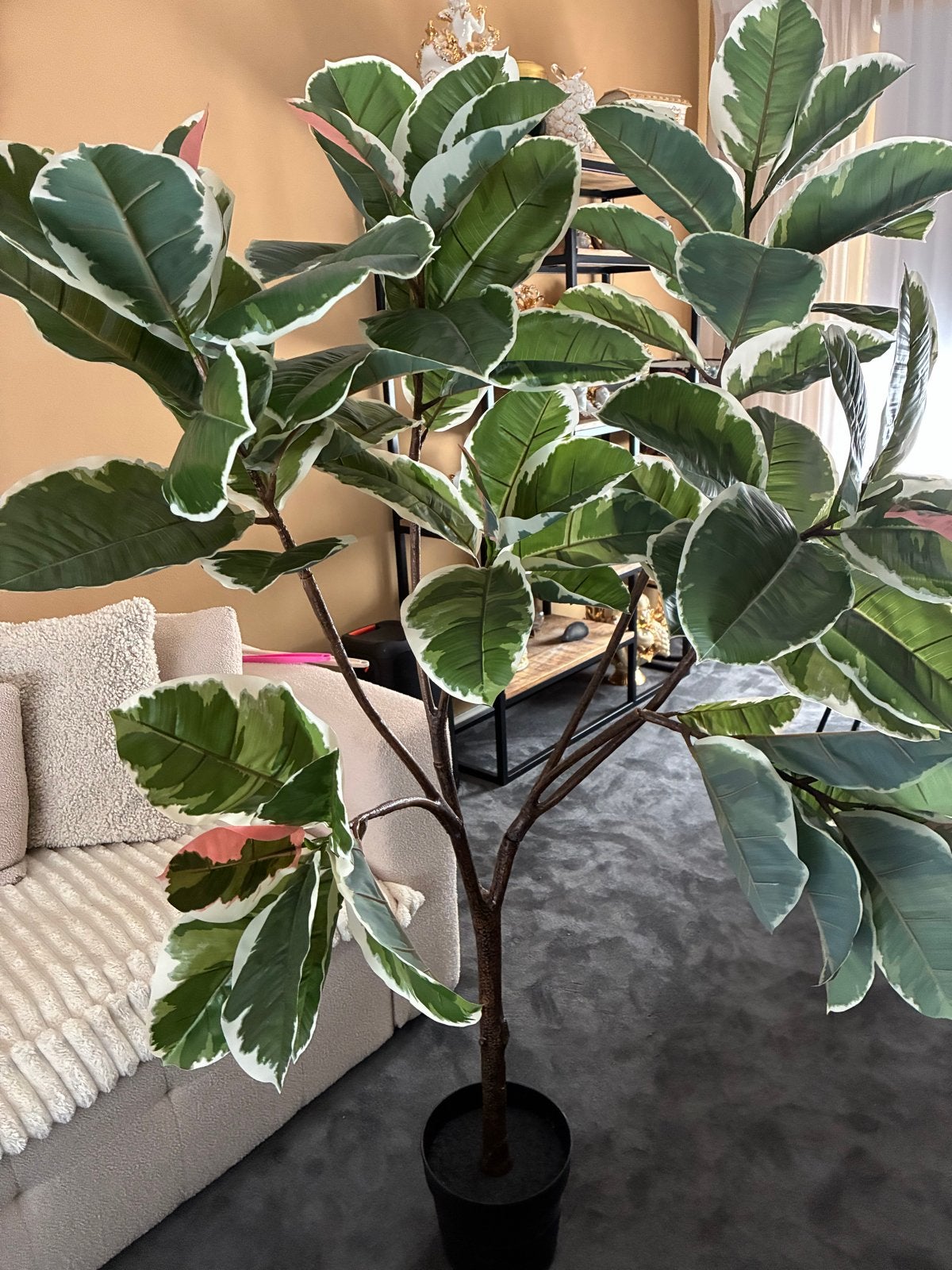 Kunstplant Ficus Elastica, Binnen, Groen, Kunstplant, Nieuw