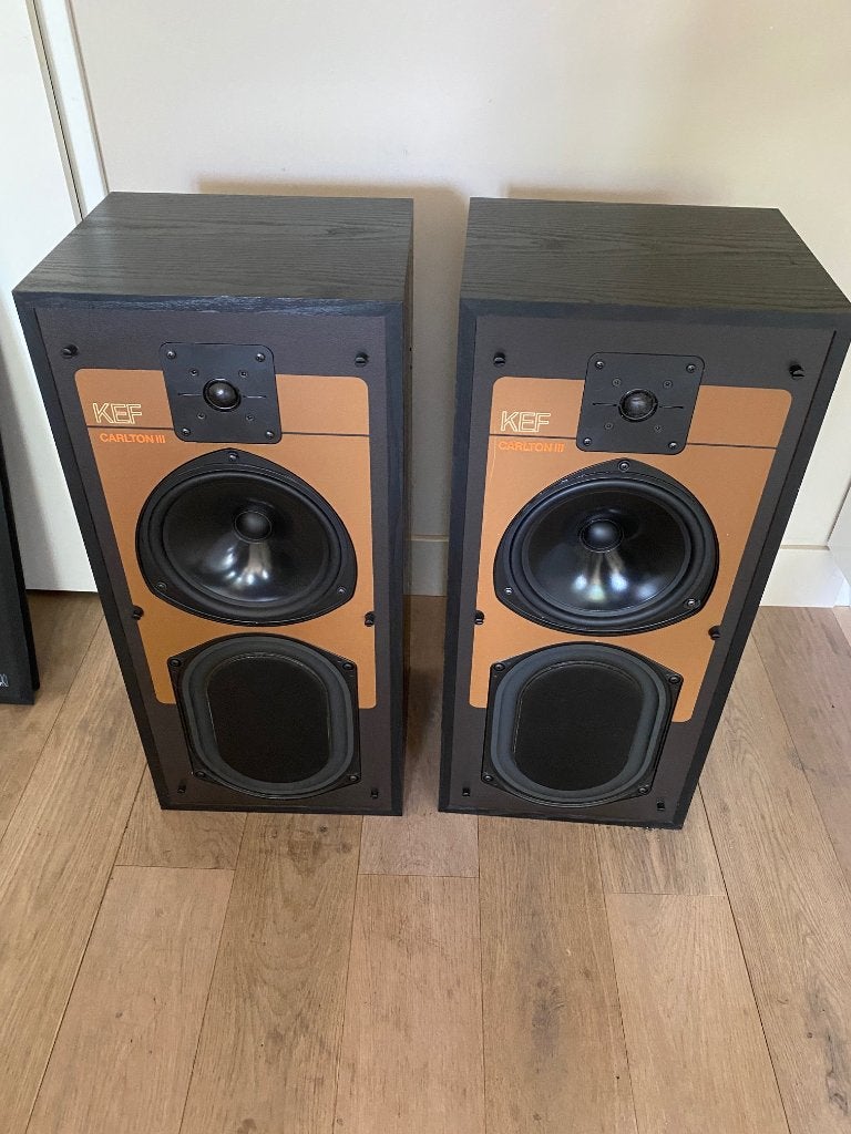 Kef carlton III luidsprekers zwarte finish, Audio, Tv en Foto, Luidsprekers, Ophalen, Gebruikt, 60 tot 120 watt, KEF