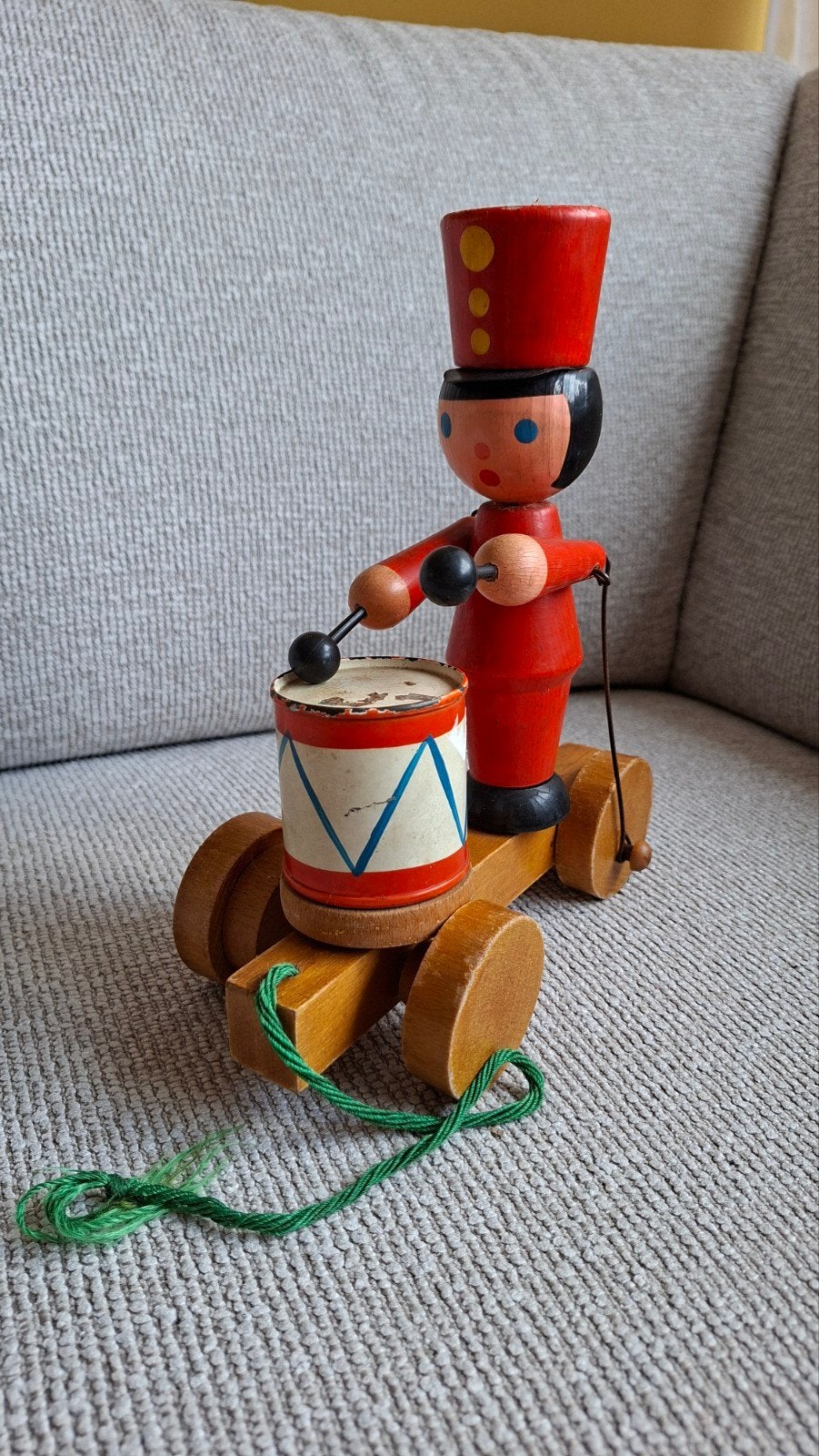 Vintage Houten Speelgoed Soldaat met Trommel, Ophalen of Verzenden