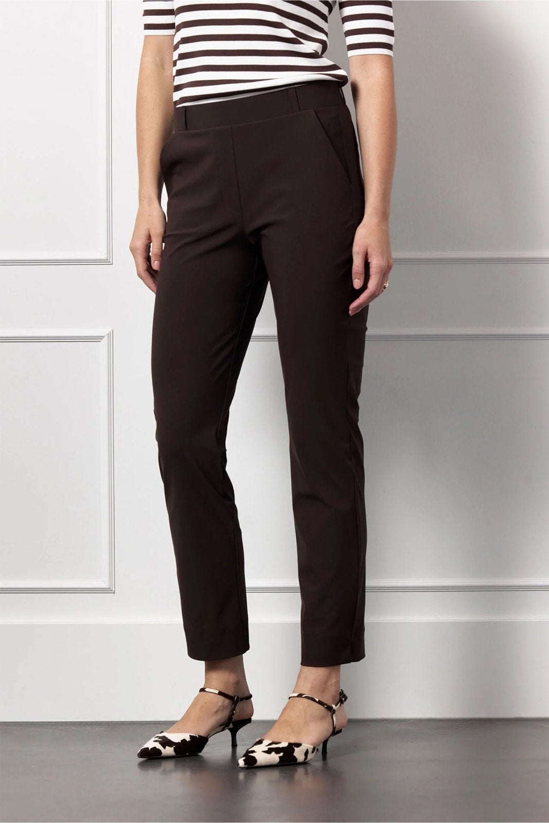 Studio Anneloes Anne broek espresso bonded travelstof mt L, Studio Anneloes, Bruin, Maat 42/44 (L), Ophalen of Verzenden