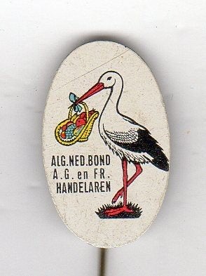 Speldje ooievaar alg ned bond groente- en fruit handelaren, Ophalen of Verzenden, Gebruikt, Overige onderwerpen