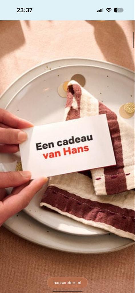 Hans Anders bon tvw 80 euro, Eén persoon, Cadeaubon