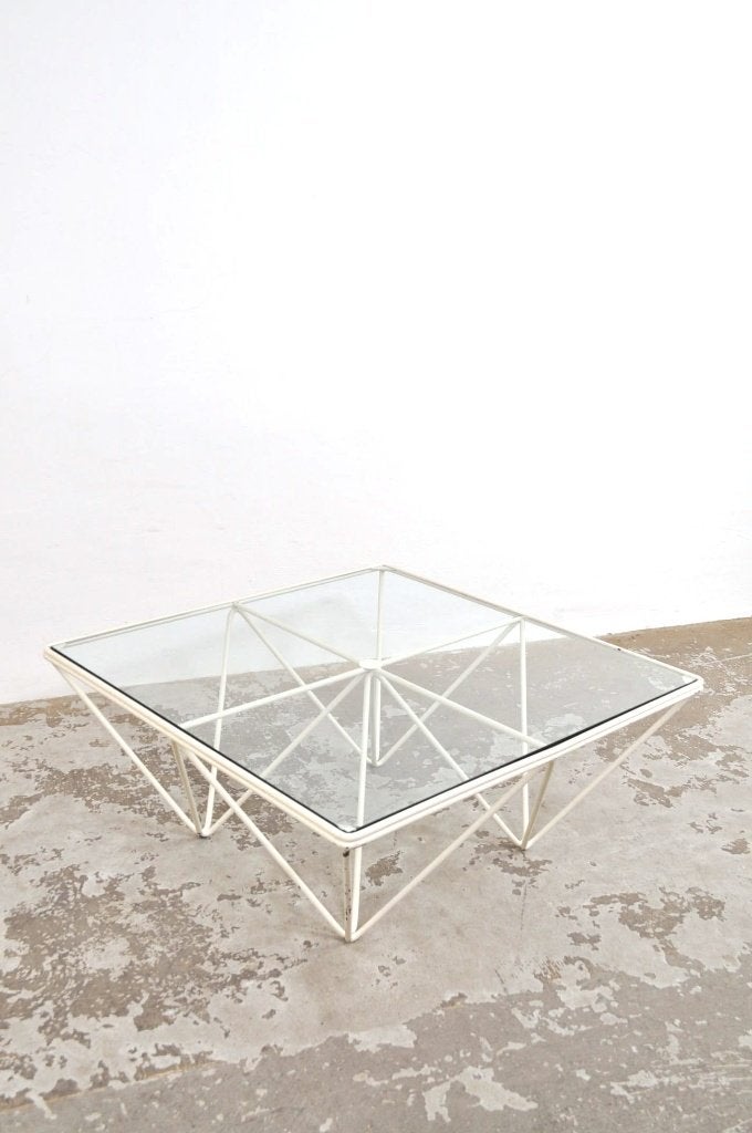 Vintage salontafel coffee table Italiaans postmodern 80s, Gebruikt, 50 tot 100 cm, Vierkant, 5 – 50