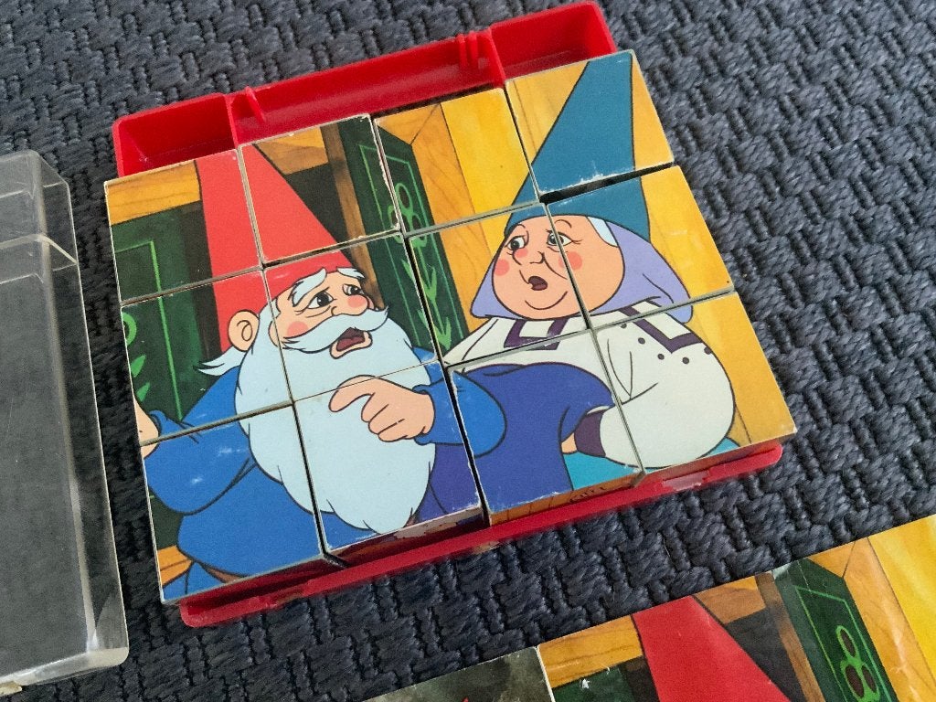 Vintage - David de Kabouter Blokken puzzel, Ophalen of Verzenden, Meer dan 50 stukjes, Gebruikt
