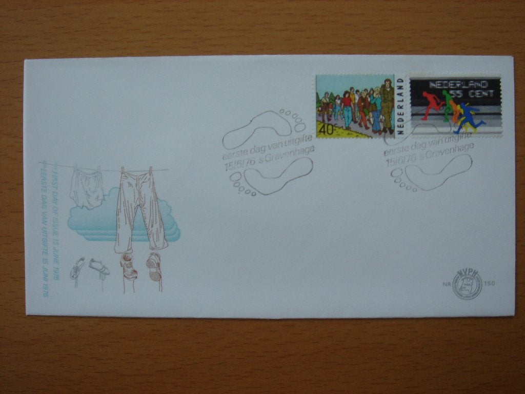 NVPH E150  1e Dag-enveloppe Sportserie 1976, Ophalen of Verzenden, Onbeschreven, Nederland