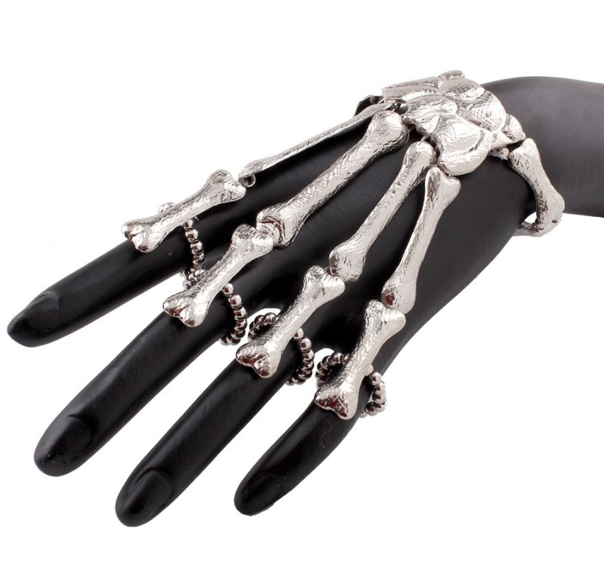 Dames Zilverkleurige Skelet Hand Armband, Verzenden, Nieuw, Zilver, Overige materialen