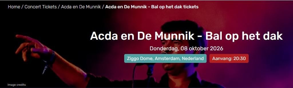 2 x golden circle Acda en de Munnik Bal op het dak 8 oktober, Tickets en Kaartjes, Twee personen, Oktober