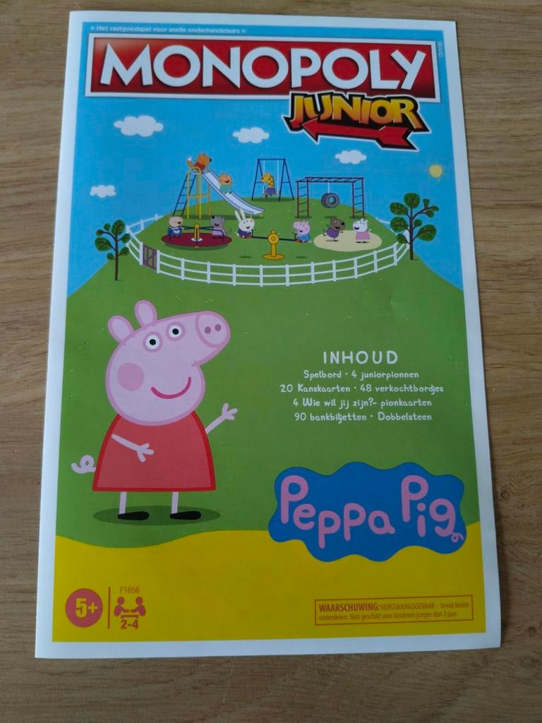 SPELREGELS MONOPOLY JUNIOR PEPPA PIG, Verzenden, Nieuw