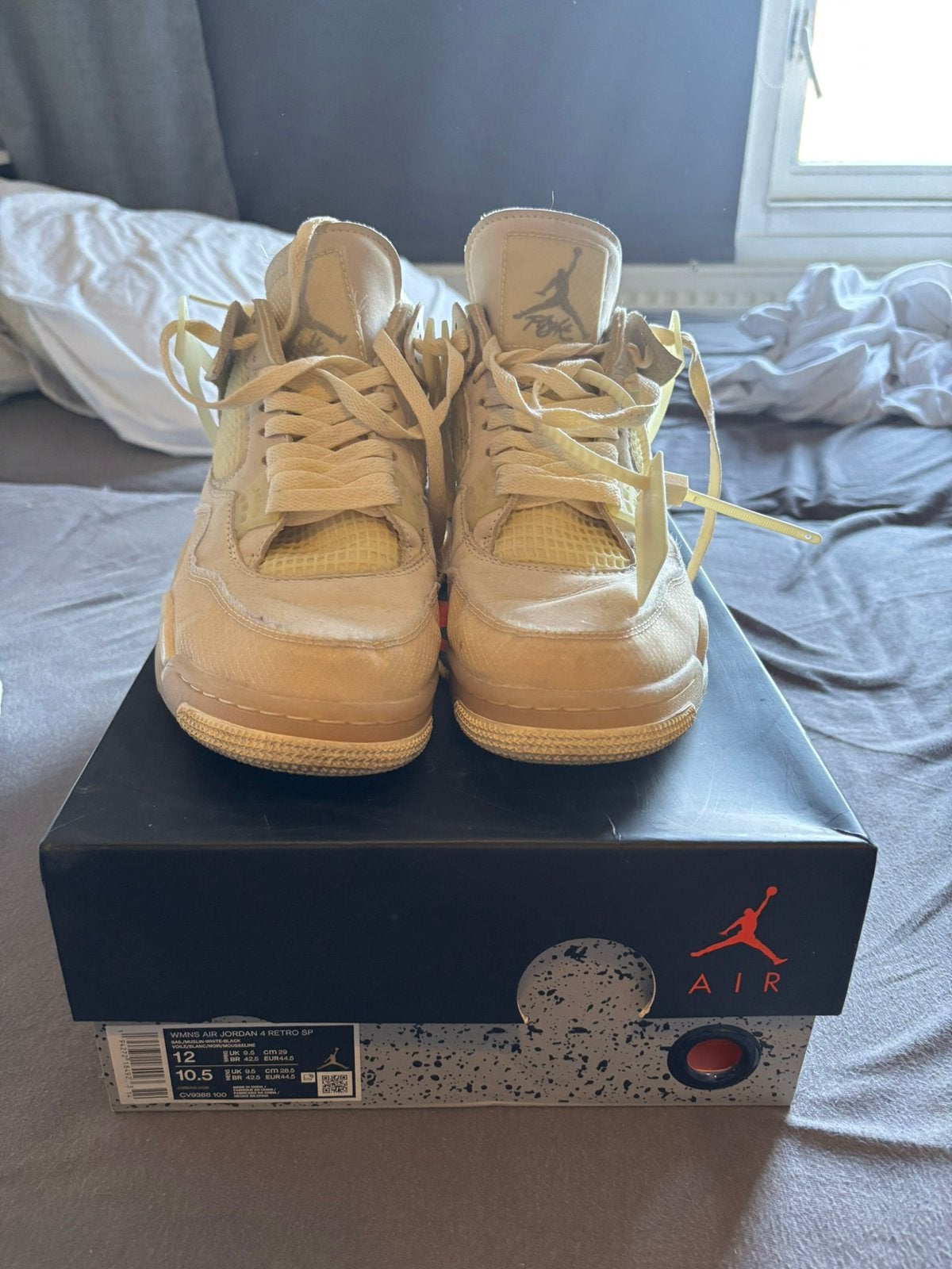 Jordan 4 x Off White Maat 44,5, Kleding | Heren, Schoenen, Verzenden, Gedragen, Wit