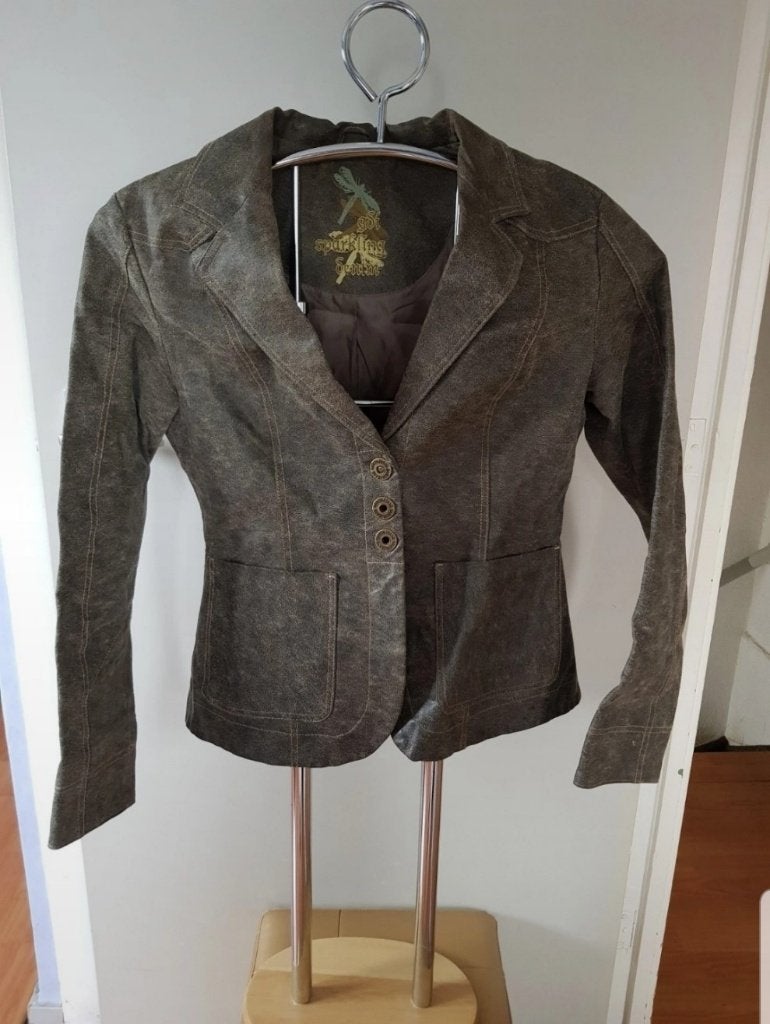 leren jas/blazer, Maat 38/40 (M), Bruin, Ophalen of Verzenden, Zo goed als nieuw
