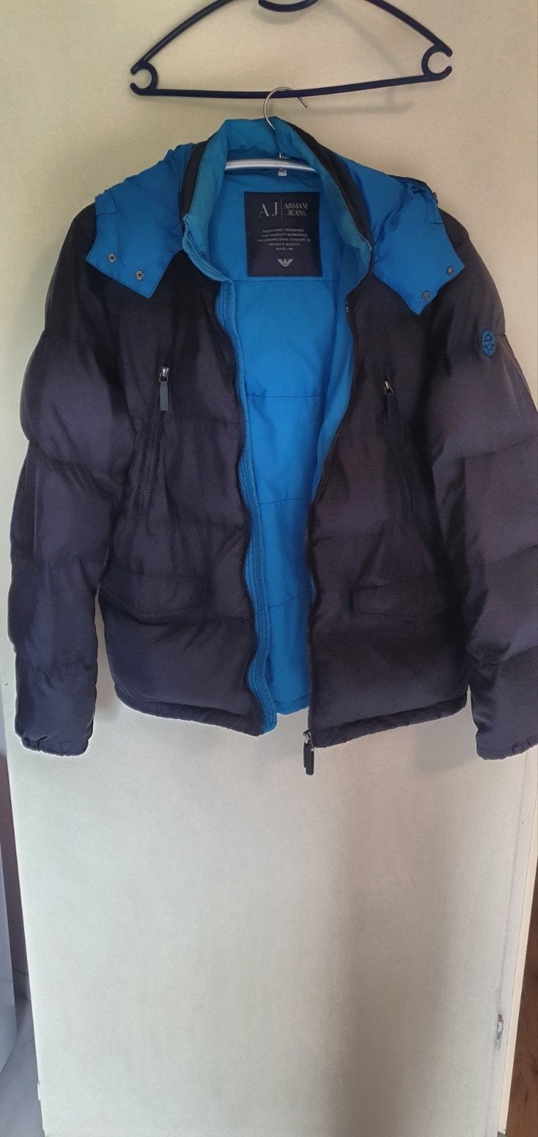 Armani Jeans Heren Winterjas - Zwart/Blauw, Armani Jeans, Zwart, Maat 56/58 (XL), Ophalen of Verzenden