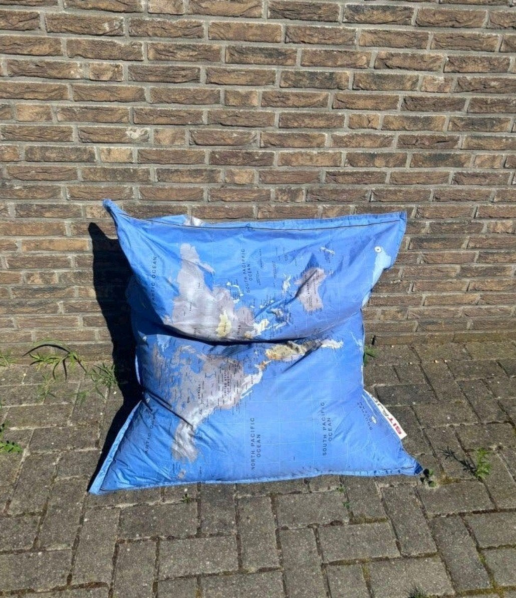 Zitzak met wereldkaart print - Sit & Joy, Ophalen, Zo goed als nieuw, Blauw, Zitzak
